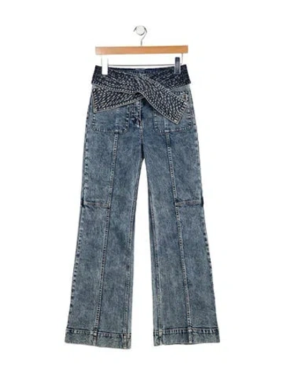 Pre-owned Ulla Johnson Mid-rise Wide Leg Jeans In Blue
