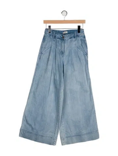 Pre-owned Ulla Johnson Mid-rise Wide Leg Jeans In Blue