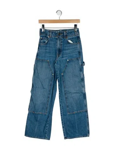 Pre-owned Ulla Johnson Mid-rise Wide Leg Jeans In Blue