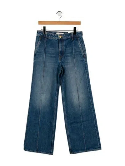 Pre-owned Ulla Johnson Mid-rise Wide Leg Jeans In Blue