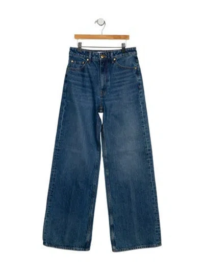 Pre-owned Ulla Johnson Mid-rise Wide Leg Jeans In Blue