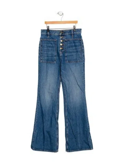 Pre-owned Ulla Johnson Mid-rise Wide Leg Jeans In Blue