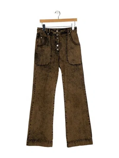 Pre-owned Ulla Johnson Mid-rise Wide Leg Jeans In Brown
