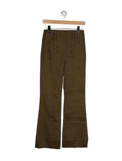 Pre-owned Ulla Johnson Mid-rise Wide Leg Jeans In Green