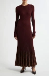 Ulla Johnson Mila Shimmer Ribbed Maxi Sweater Dress In Amaranthus