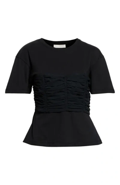 Ulla Johnson Mila Mixed Media Top In Black