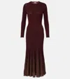 Ulla Johnson Mila Shimmer Ribbed Maxi Sweater Dress In Red