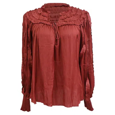 Ulla Johnson Mila Ruffle Blouse In Red Polyester In Black