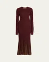 Ulla Johnson Mila Shimmer Ribbed Maxi Sweater Dress In Amaranthus