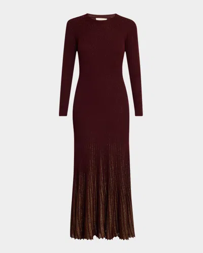 ULLA JOHNSON MILA SHIMMER RIBBED MAXI SWEATER DRESS