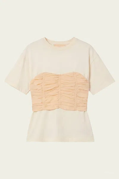 Ulla Johnson Mila Short-sleeve Cotton Top In Pearl In Neutral
