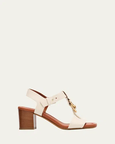 Ulla Johnson Milla Leather Ring T-strap Block-heel Sandals In Natural