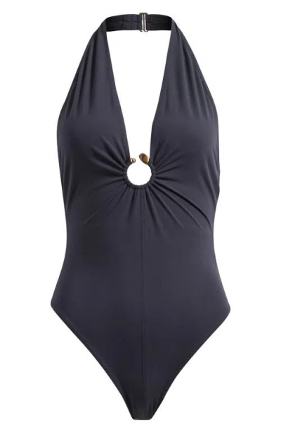 Ulla Johnson Milos Halter One-piece Swimsuit In Black