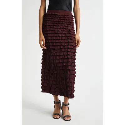 Ulla Johnson Mimi Ruffle Midi Skirt In Burgundy