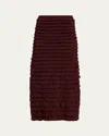 Ulla Johnson Mimi Tiered Ruffled Jersey Midi Skirt In Burgundy