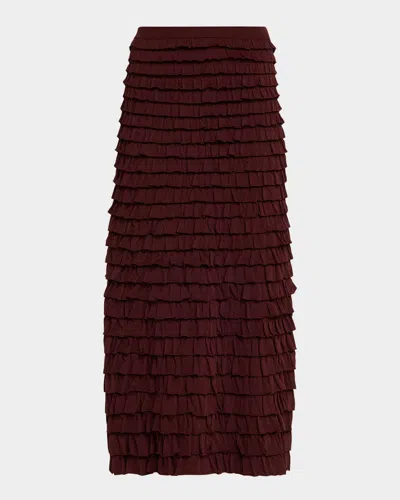 Ulla Johnson Mimi Ruffled Midi Skirt In Brown
