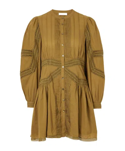 Ulla Johnson Elysia Broderie Anglaise Cotton Mini Dress In Green