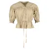 Shop Ulla Johnson Minnie Gathered Blouse In Beige Cotton
