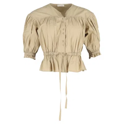 Ulla Johnson Minnie Gathered Blouse In Beige Cotton In Neutral