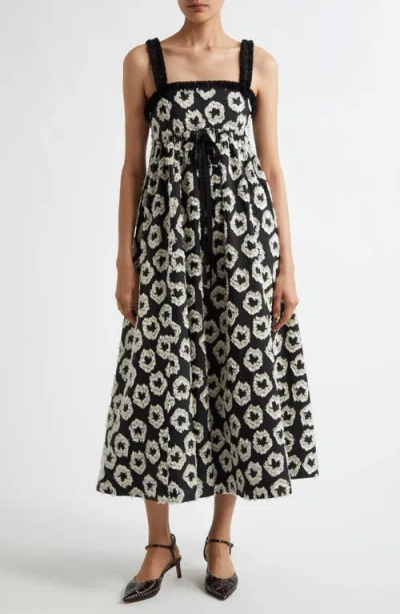 Ulla Johnson Mira Fray Trim Print Sleeveless Maxi Dress In Eclipse