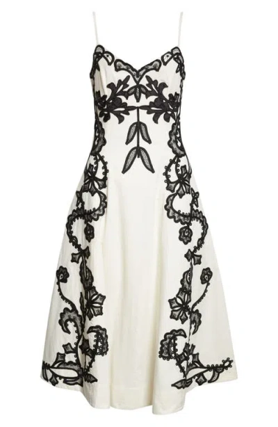 Ulla Johnson Miray Embroidered Sleeveless A-line Midi Dress In Neutral