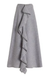 Ulla Johnson Mireya Ruffled Merino Wool Maxi Skirt In Grey