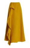 Ulla Johnson Mireya Ruffled Merino Wool Maxi Skirt In Yellow
