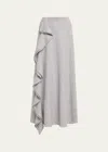 Ulla Johnson Mireya Ruffled Wool Maxi Skirt In Heather Grey