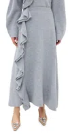 Ulla Johnson Mireya Ruffled Wool Maxi Skirt In Heather Grey