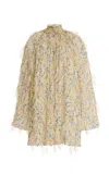 Ulla Johnson Miriam Feathered Mini Dress In Orange