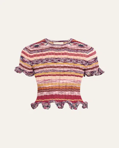 Ulla Johnson Miya Short-sleeve Knit Ruffle Top
