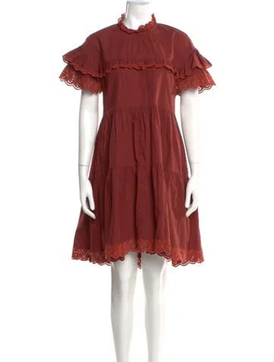 Pre-owned Ulla Johnson Mock Neck Knee-length Dress In Brown