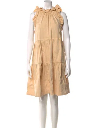 Pre-owned Ulla Johnson Mock Neck Knee-length Dress In Neutral