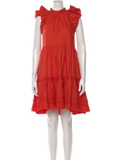 Pre-owned Ulla Johnson Mock Neck Knee-length Dress In Orange