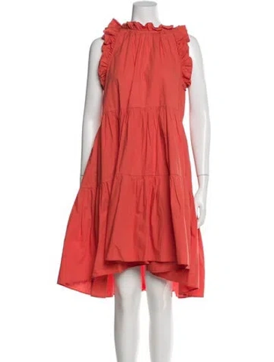 Pre-owned Ulla Johnson Mock Neck Knee-length Dress In Orange