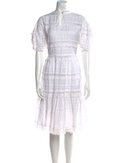Pre-owned Ulla Johnson Mock Neck Knee-length Dress In White