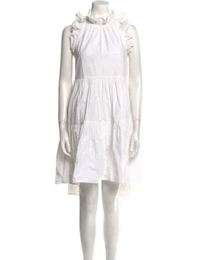 Pre-owned Ulla Johnson Mock Neck Knee-length Dress In White