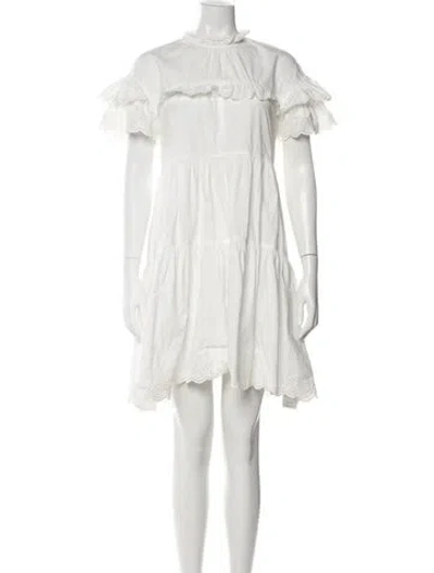 Pre-owned Ulla Johnson Mock Neck Knee-length Dress In White