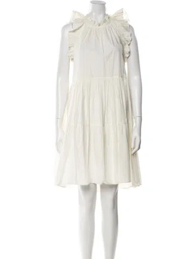 Pre-owned Ulla Johnson Mock Neck Knee-length Dress In White