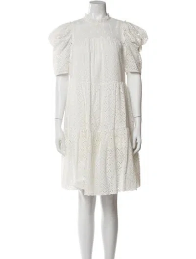 Pre-owned Ulla Johnson Mock Neck Knee-length Dress In White