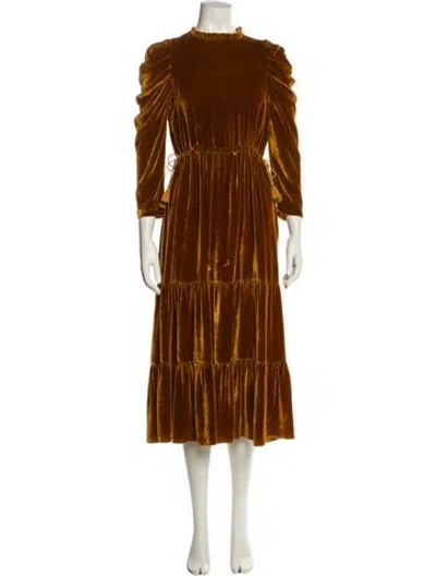 Pre-owned Ulla Johnson Mock Neck Long Dress In Multi