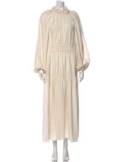 Pre-owned Ulla Johnson Mock Neck Long Dress In Neutral