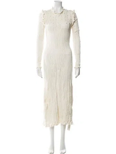 Pre-owned Ulla Johnson Mock Neck Long Dress In Neutral