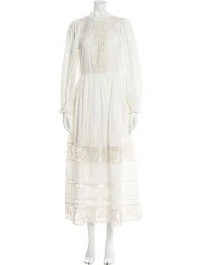 Pre-owned Ulla Johnson Mock Neck Long Dress In Neutral
