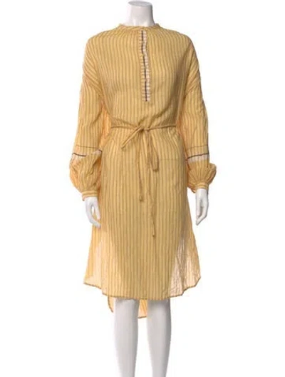 Pre-owned Ulla Johnson Mock Neck Long Dress In Yellow
