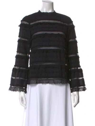 Pre-owned Ulla Johnson Mock Neck Long Sleeve Blouse In Black