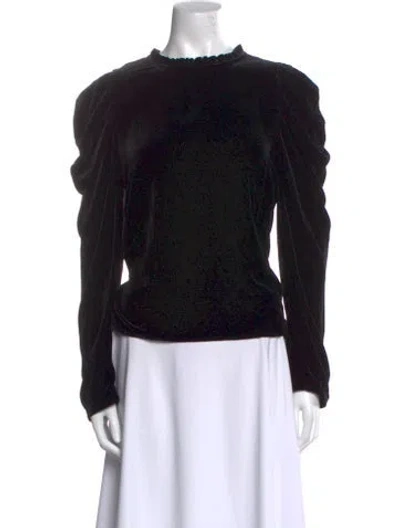 Pre-owned Ulla Johnson Mock Neck Long Sleeve Blouse In Black