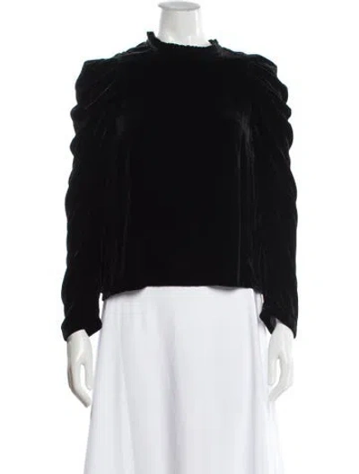 Pre-owned Ulla Johnson Mock Neck Long Sleeve Blouse In Black