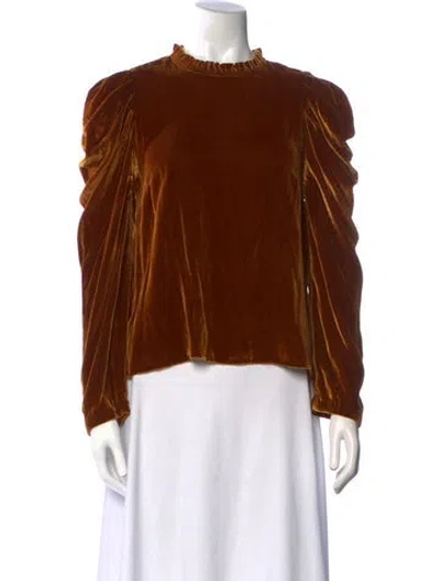 Pre-owned Ulla Johnson Mock Neck Long Sleeve Blouse In Brown