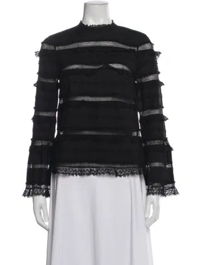 Pre-owned Ulla Johnson Mock Neck Long Sleeve Blouse In Gray